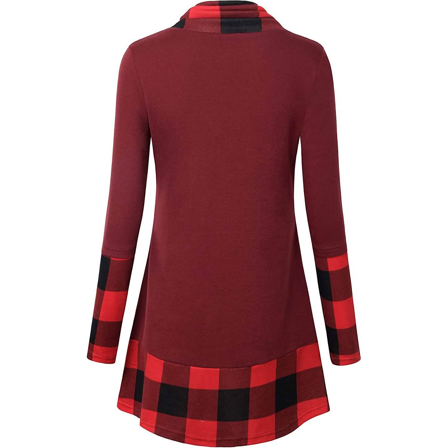 Cowl Neck Long Sleeve Patchwork Top