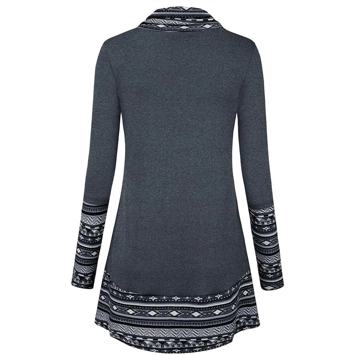 Cowl Neck Long Sleeve Patchwork Top