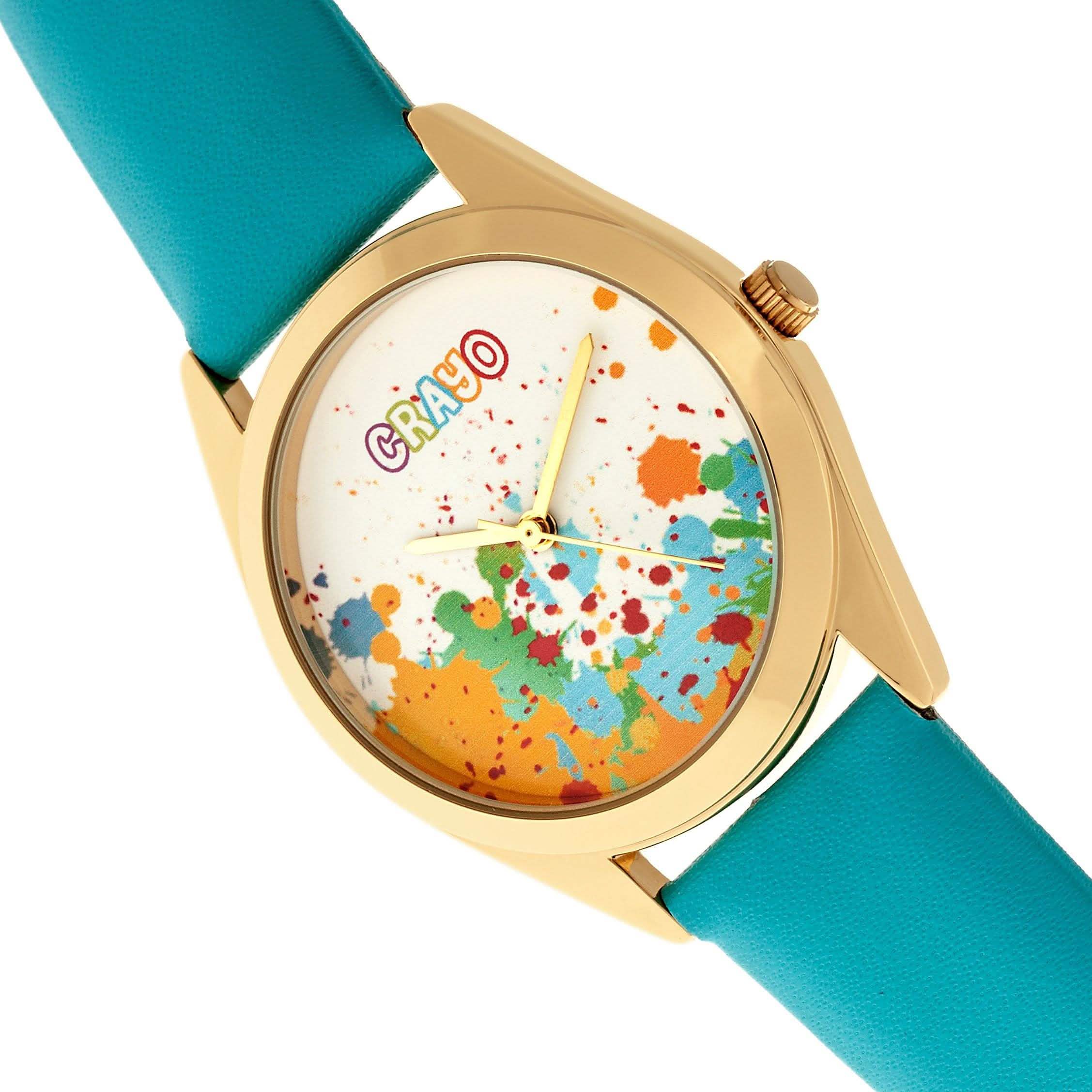 Crayo Graffiti Multicolor Dial Powder Leather Watch