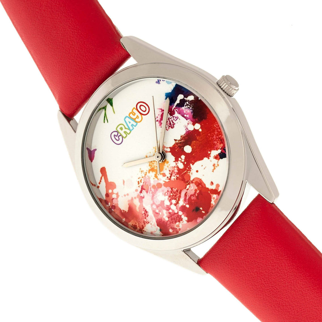 Crayo Graffiti Multicolor Dial Powder Leather Watch