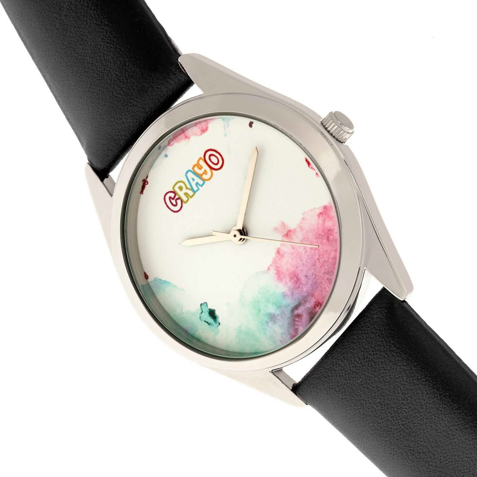 Crayo Graffiti Multicolor Dial Powder Leather Watch