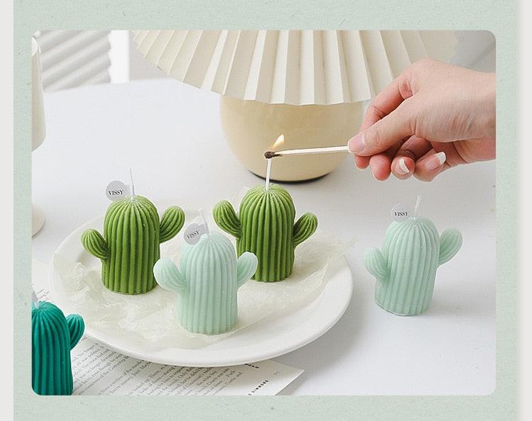 Creative Handmade Cactus Candle Pack Cactus Candles Handmade Delicate Succulent Cactus Candles Flameless Tea Lights Candle Aromatherapy For Decor Birth Photo Props Aromatherapy Candle Ornaments Soy Wax Aromatherapy Small Candles Scented Relaxing Candles