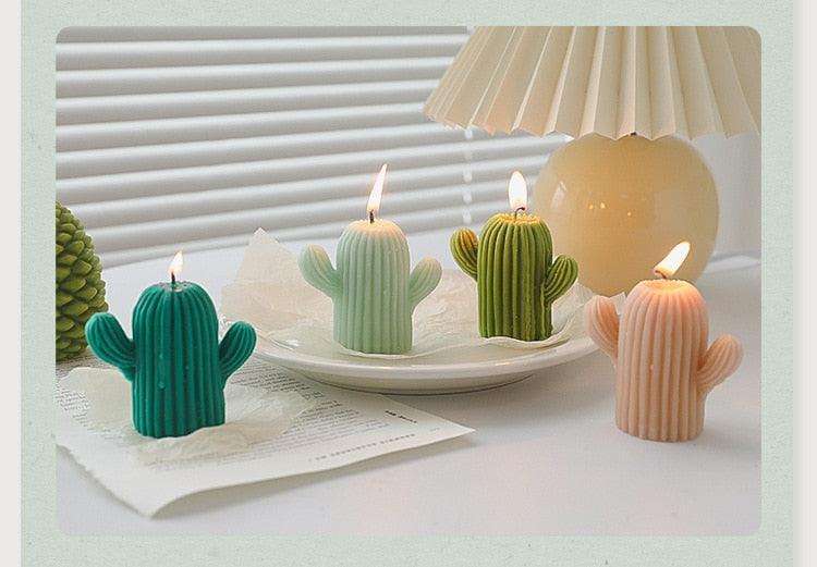Creative Handmade Cactus Candle Pack Cactus Candles Handmade Delicate Succulent Cactus Candles Flameless Tea Lights Candle Aromatherapy For Decor Birth Photo Props Aromatherapy Candle Ornaments Soy Wax Aromatherapy Small Candles Scented Relaxing Candles