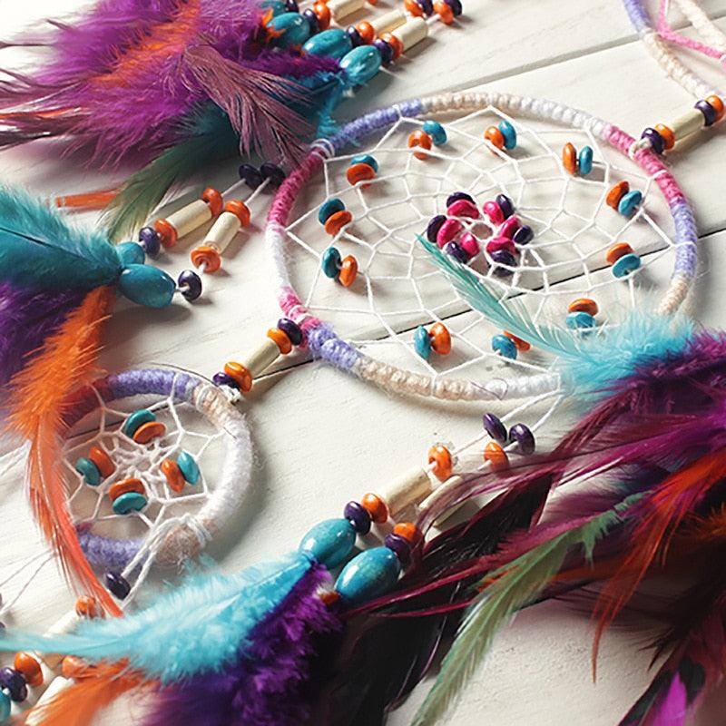 Creative Handmade Five-ring Dream Catcher Pendant Living Room Bedroom Decor Beautiful Hanging Ornament Elegant Wall Art Decoration For Windows Balcony Bedroom & Wedding Party Gift For Girls  Kids