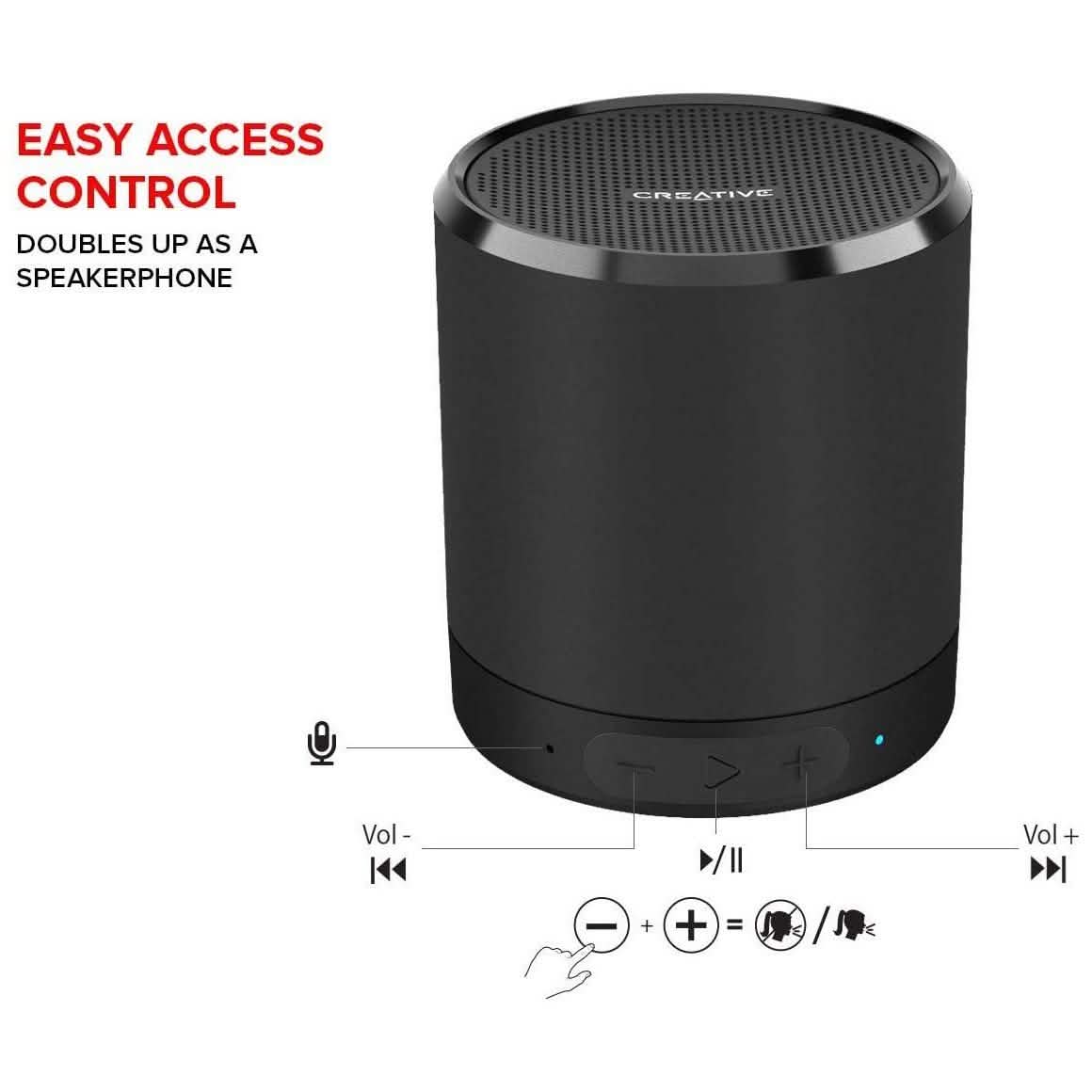 Creative Metallix Portable Mini Speaker - Black (Refurbished)