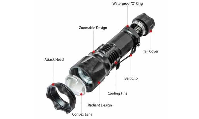 CREE XML T6 2000 Lumen Zoomable 3 Mode Focus LED Waterproof Flashlight