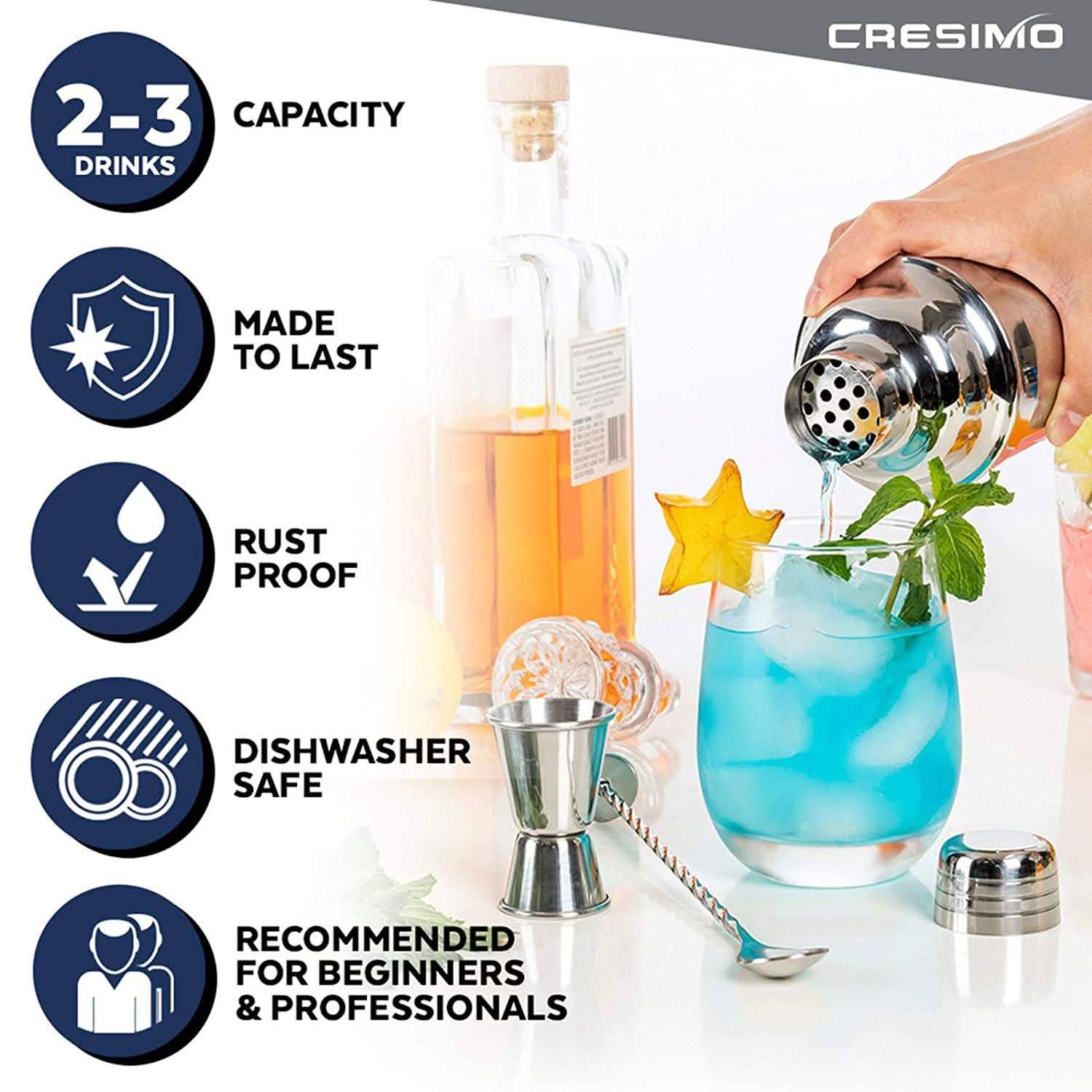 Cresimo 24 Ounce Cocktail Shaker Bar Set
