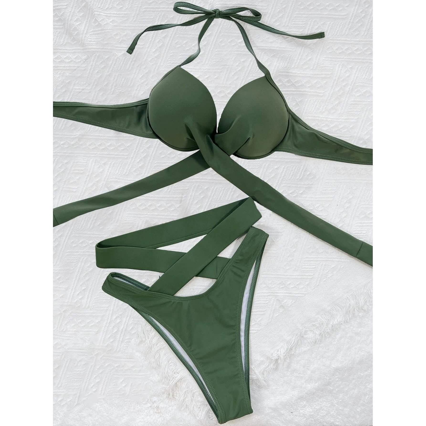 Criss Cross Wrap Push Up Bikini Swimsuit