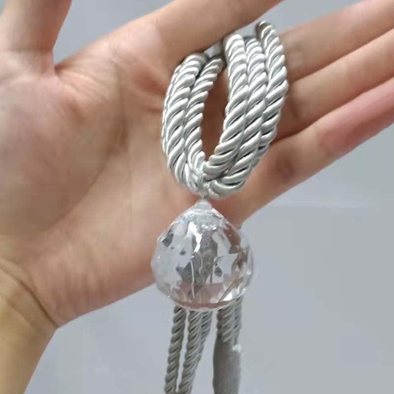 Crystal Bead Curtain Tieback Bling Diamond Bandage Rope Accessories Curtains Holder Buckle Tie Home Decorative Tieback Flower Curtain Clips Buckle with Stretchy Wire Rope For Home Office Decoration