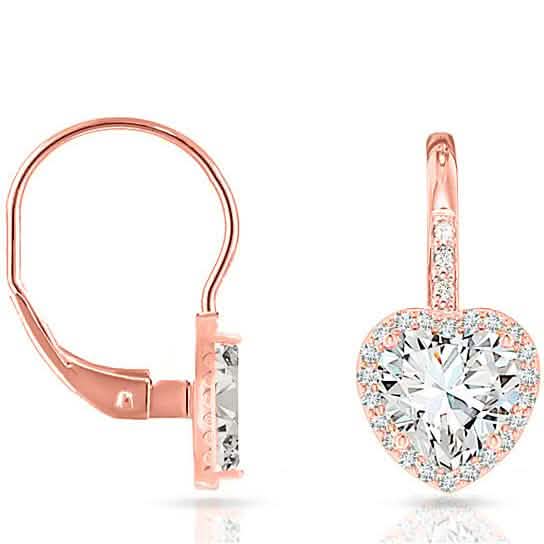 Crystal Lever-back Halo Heart Earrings