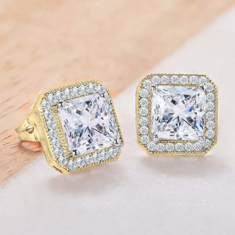 Crystal Princess Halo Stud Earrings
