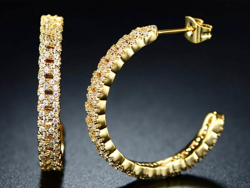 Cuban Chain Hoop Earrings Made with Swarovski Crystals