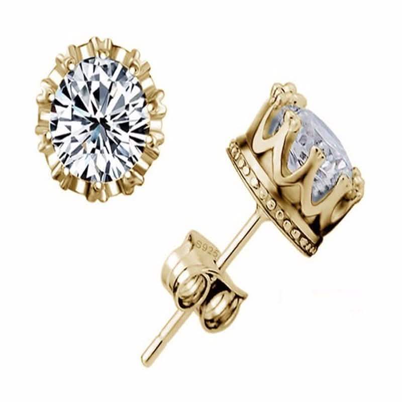 Cubic Zirconia Crown Stud Earrings