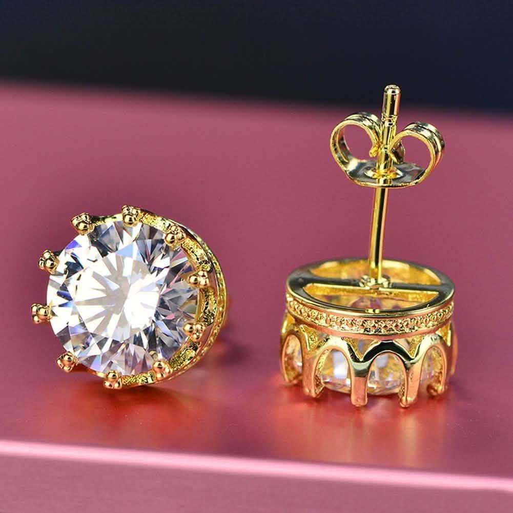 Cubic Zirconia Crown Stud Earrings