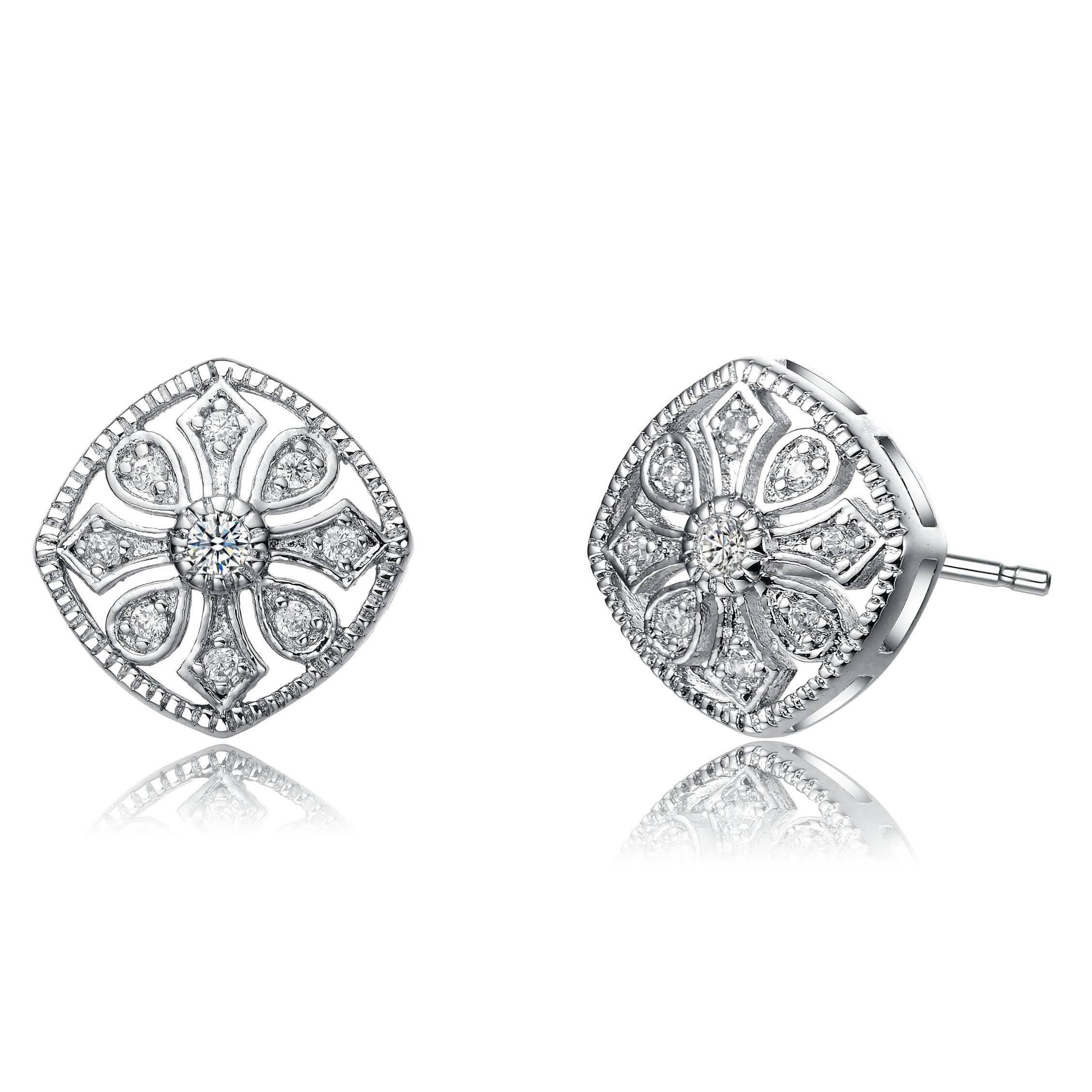 Cubic Zirconia Filigree Stud Earrings