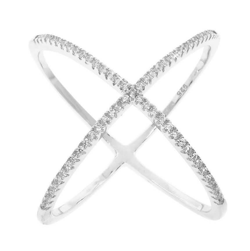 Cubic Zirconia Pave X Ring