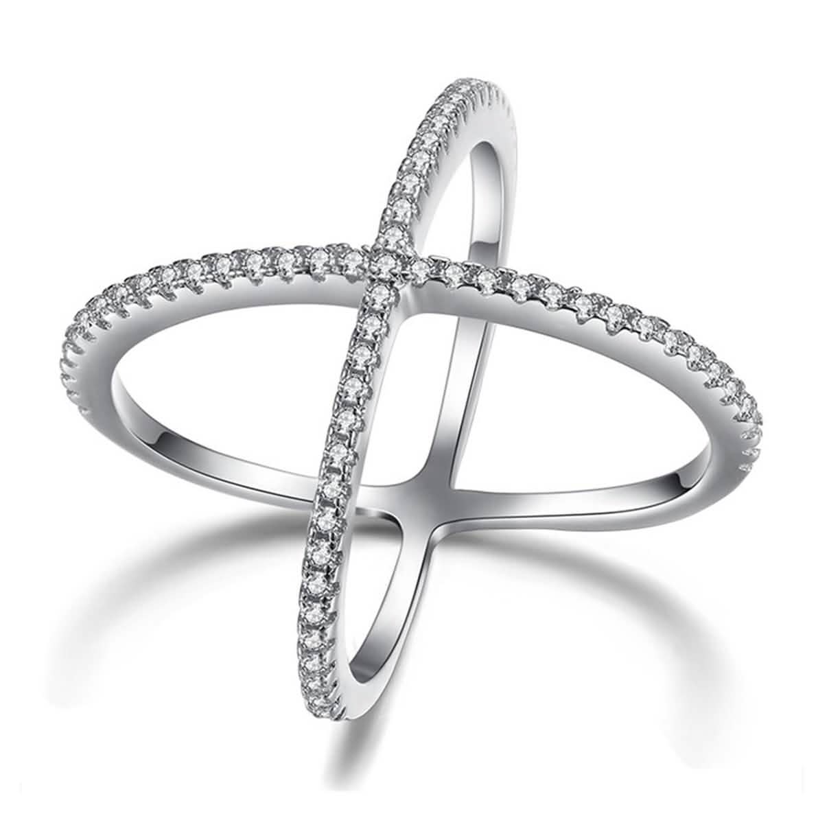 Cubic Zirconia Pave X Ring