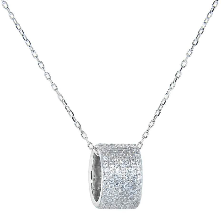Cubic Zirconia Rondelle Pendant Necklace