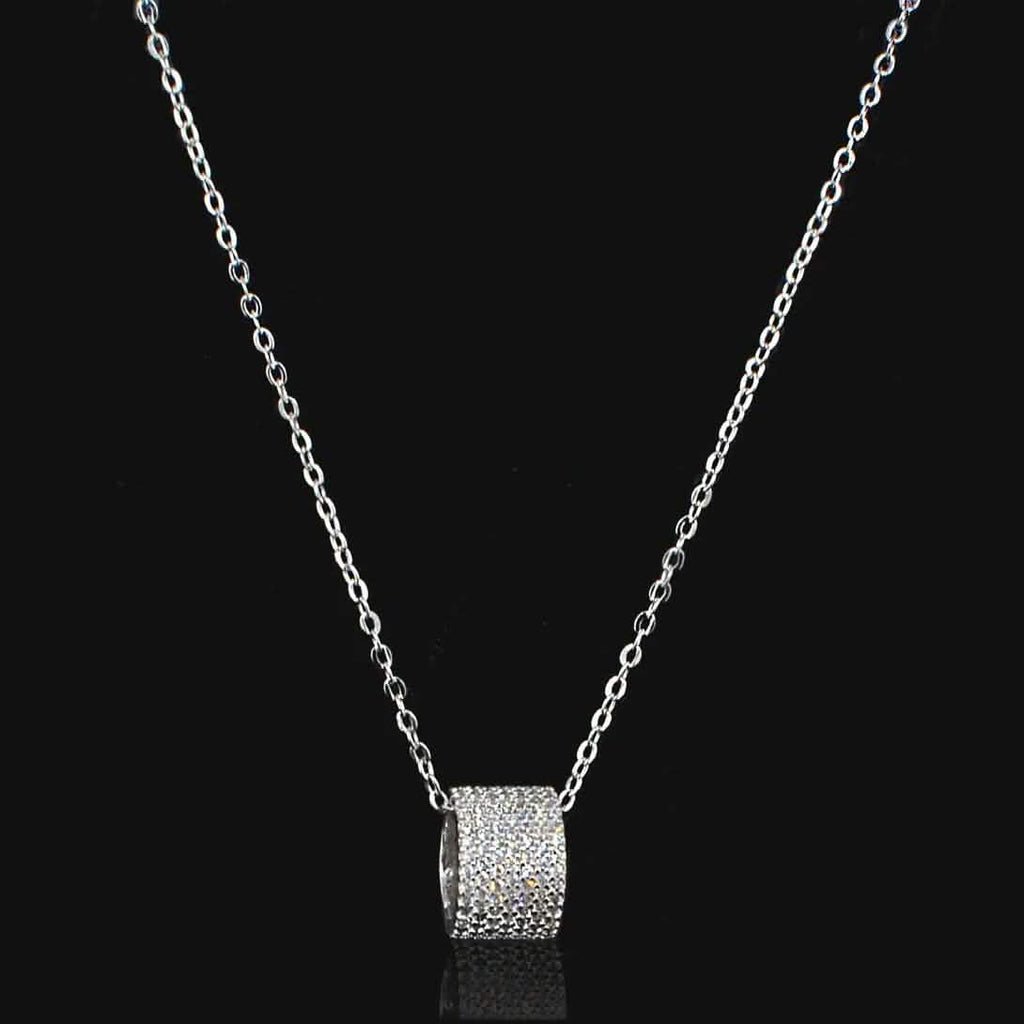 Cubic Zirconia Rondelle Pendant Necklace