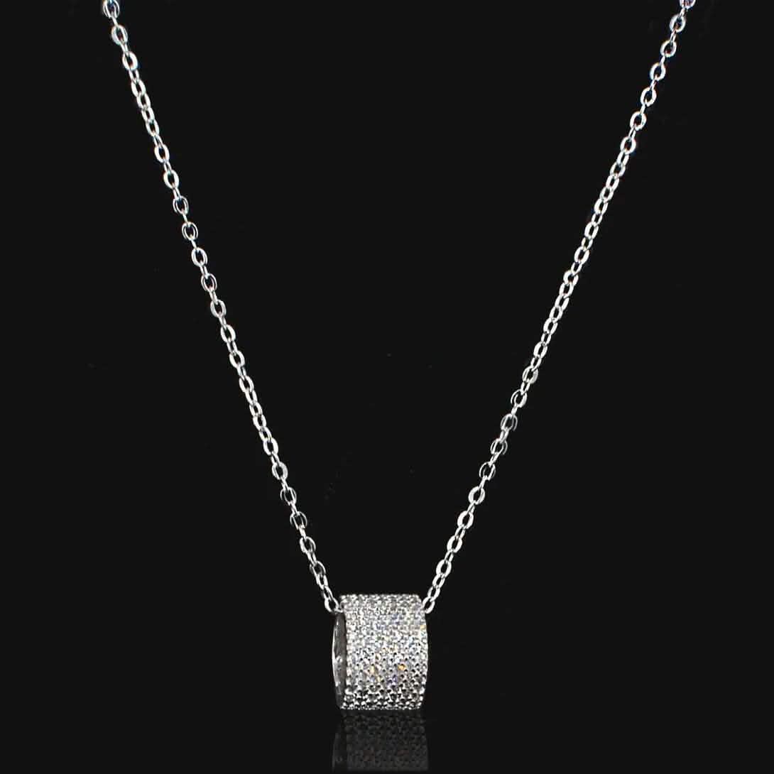 Cubic Zirconia Rondelle Pendant Necklace