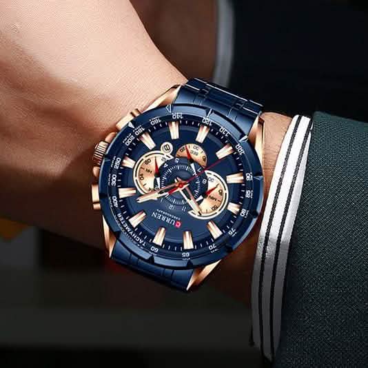 CURREN Men's Multifunctional Chronograph Calendar Quartz Waterproof Full Steel Watch