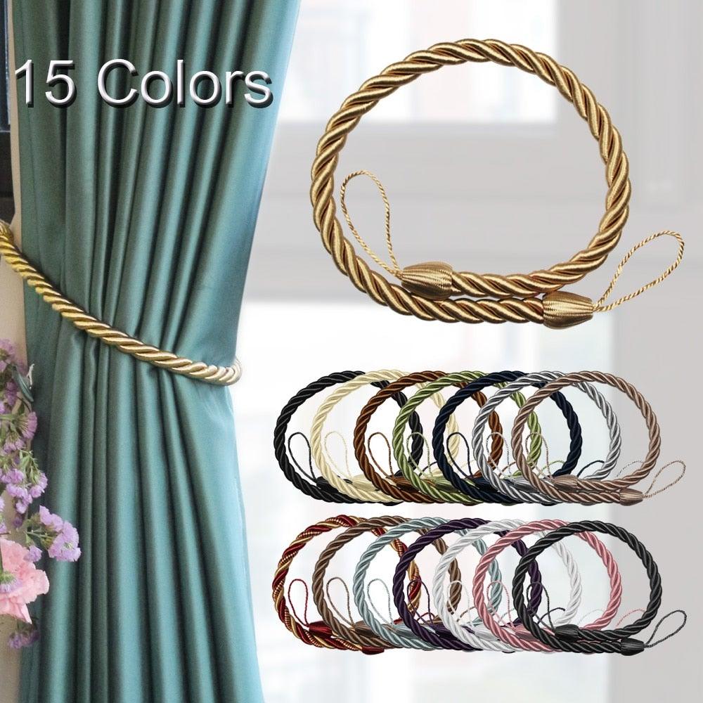 Curtain Tie Backs Gold Handmade Weave Curtain Holder Clip Buckle Rope Home Decorative Room Accessories Curtain Tieback Curtain Handmade Tiebacks Ropes Holdbacks 74CM