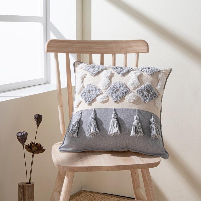 Cushion Cover Cotton Linen Pillowcase Tufted Beige Decorative Fashionable Cotton Hand-Woven Throw Pillow Covers Tufted  Pillow Covers  Bedroom Throw Pillow Cushion For Bed Home