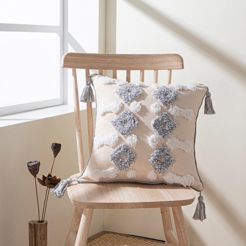 Cushion Cover Cotton Linen Pillowcase Tufted Beige Decorative Fashionable Cotton Hand-Woven Throw Pillow Covers Tufted  Pillow Covers  Bedroom Throw Pillow Cushion For Bed Home