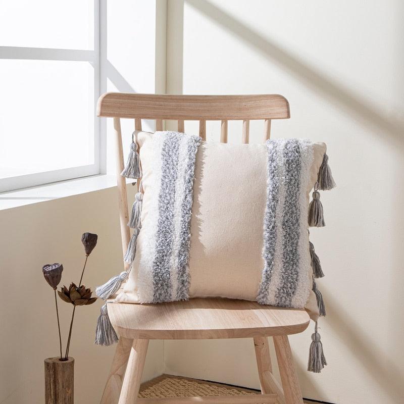 Cushion Cover Cotton Linen Pillowcase Tufted Beige Decorative Fashionable Cotton Hand-Woven Throw Pillow Covers Tufted  Pillow Covers  Bedroom Throw Pillow Cushion For Bed Home
