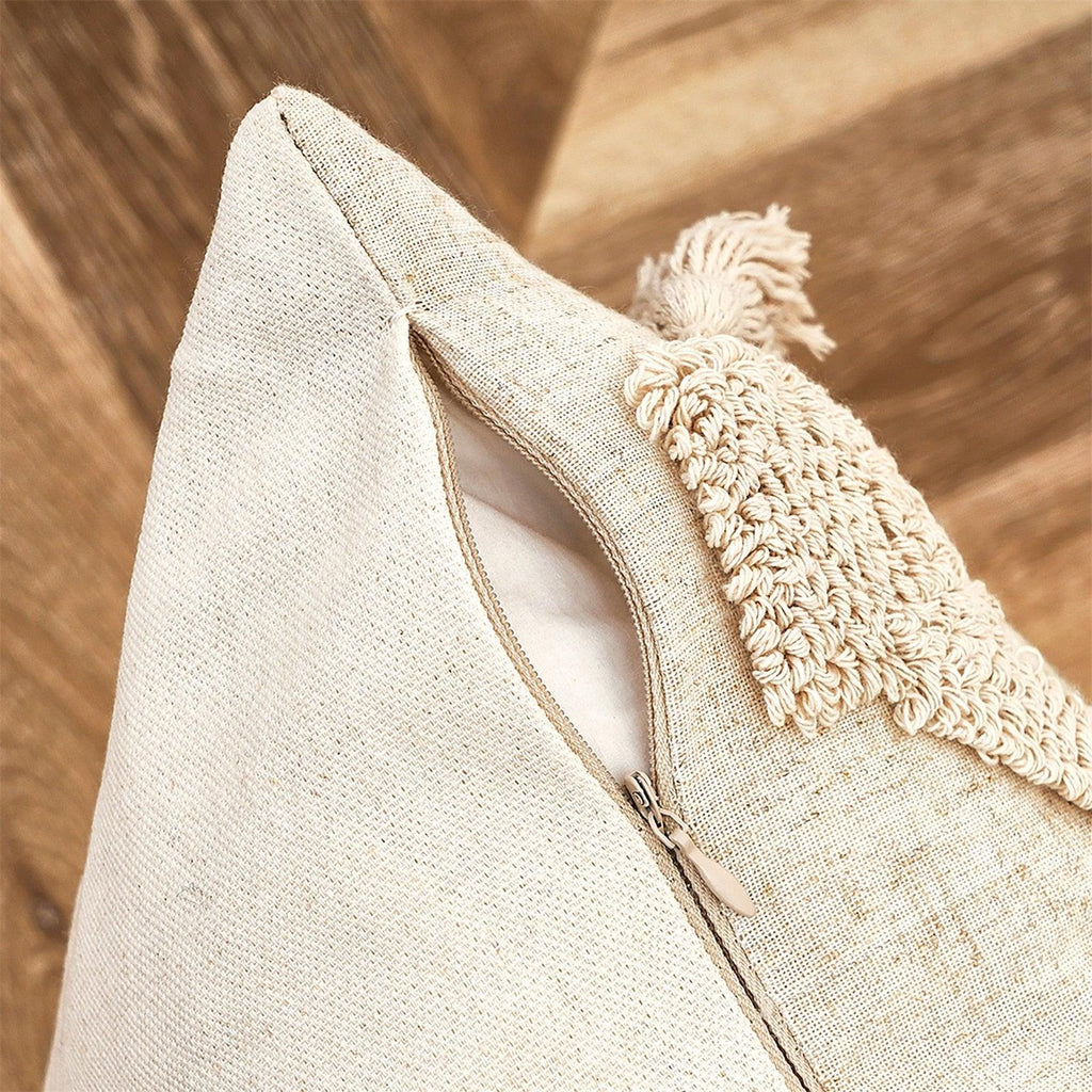 Cushion Cover Cotton Linen Pillowcase Tufted Beige Decorative Fashionable Cotton Hand-Woven Throw Pillow Covers Tufted  Pillow Covers  Bedroom Throw Pillow Cushion For Bed Home