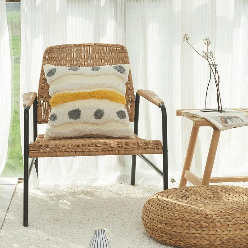 Cushion Cover Cotton Linen Pillowcase Tufted Beige Decorative Fashionable Cotton Hand-Woven Throw Pillow Covers Tufted  Pillow Covers  Bedroom Throw Pillow Cushion For Bed Home