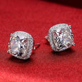 Cushion Cut Halo Studs in Sterling Silver