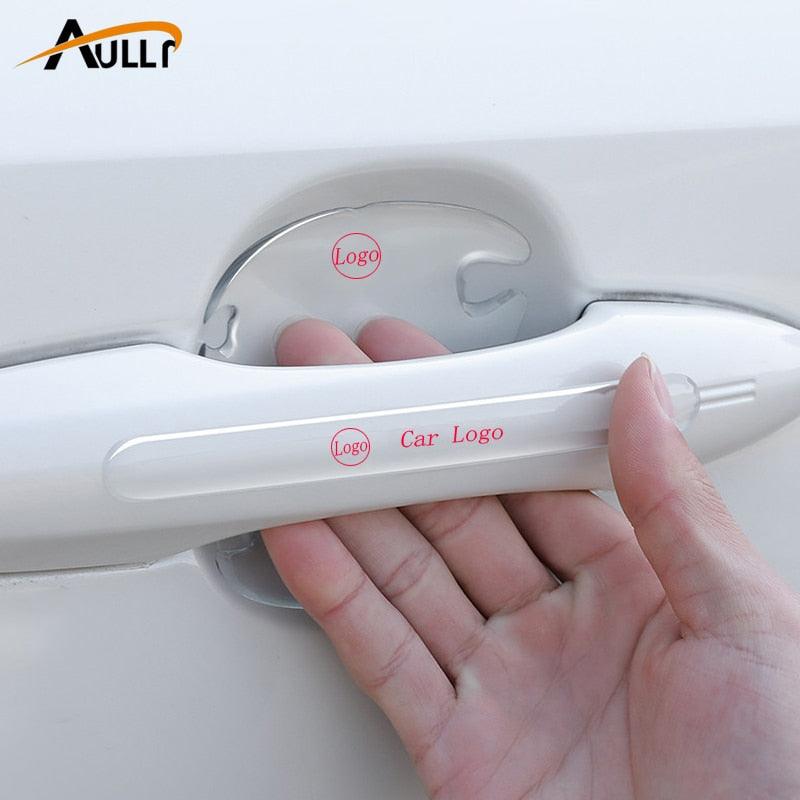 Custom Logo Car Door Sticker Scratches Resistant Cover Auto Handle Protection Film Anti-Scratch Invisible Car Door Handle Stickers Fit for Mercedes Benz Carbon Fiber Protection Film Anti-Collision Protection Exterior Accessory Car Decor Car Stickers
