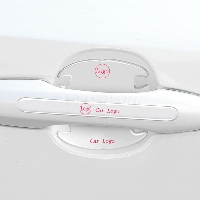 Custom Logo Car Door Sticker Scratches Resistant Cover Auto Handle Protection Film Anti-Scratch Invisible Car Door Handle Stickers Fit for Mercedes Benz Carbon Fiber Protection Film Anti-Collision Protection Exterior Accessory Car Decor Car Stickers