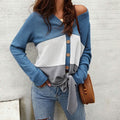 Cut And Sew Panel Knot Hem Waffle Knit Tee