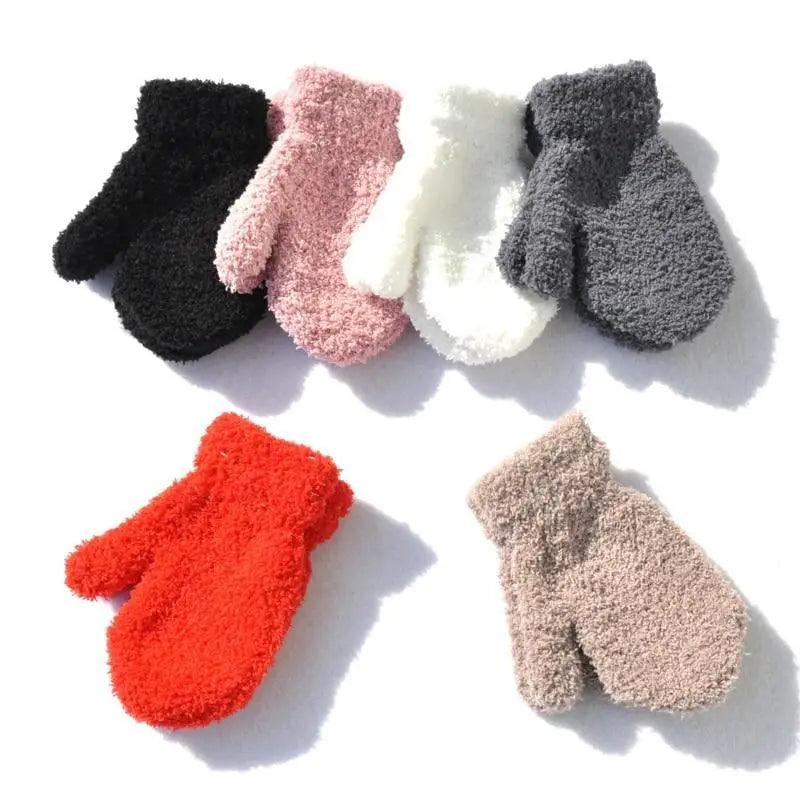 Cute Baby Colorful Thick Warm Gloves For Kids Classic Full Finger Mittens Soft Comfortable Winter Gloves For Children