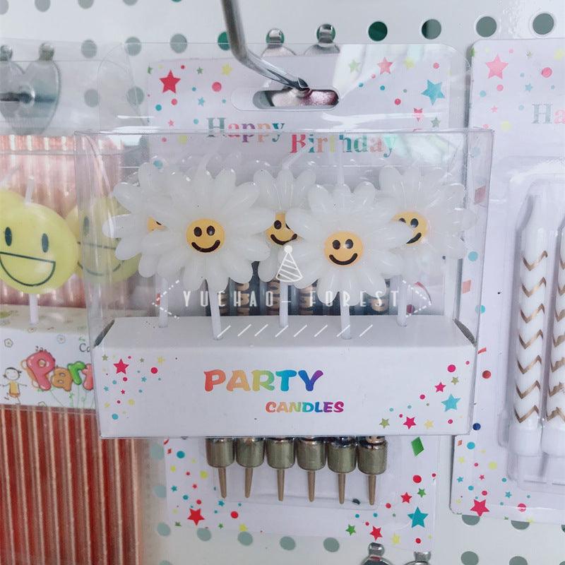 Cute Birthday Candle Daisy Birthday Candles Kids With Smiley Faces Children's Birthday Candles Birthday Cake Decorations Themed Party Supplies Lovely Flower Candles Daisy Shape