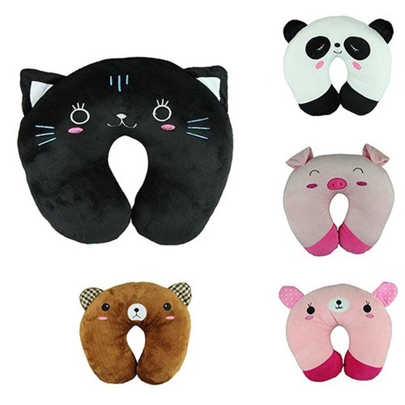 Cute Cartoon Animals U Shaped Pillow Travel Car Neck Rest Pillow Support Head Rest Cushion Panda Cat Bear Rabbit Pig Multi-Color Cartoon U Shaped Neck Pillow Comfortable Travel Pillow Inflatable Pillow Neck Pillow Lightweight Soft Pillows
