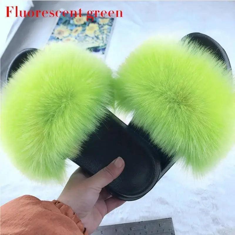 Cute Fluffy Ladies Indoor Warm Slippers Furry Luxury Flip Flops   Women's Fashion Flat Soft Flip Flops