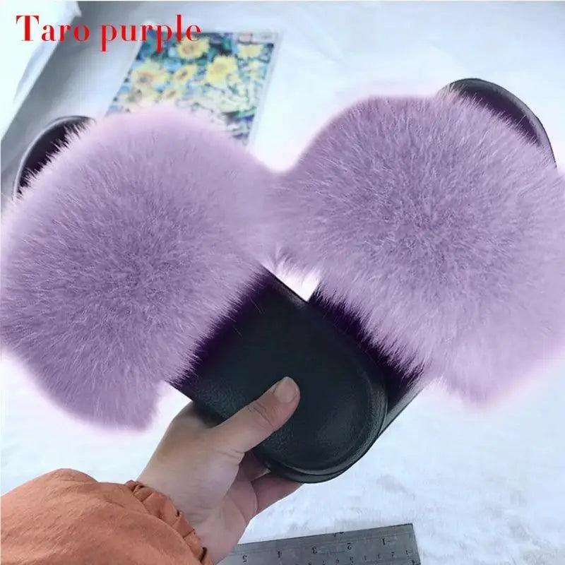 Cute Fluffy Ladies Indoor Warm Slippers Furry Luxury Flip Flops   Women's Fashion Flat Soft Flip Flops