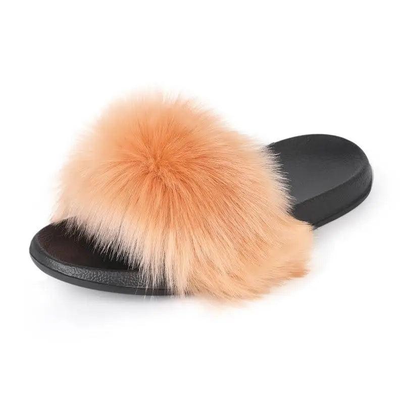 Cute Fluffy Ladies Indoor Warm Slippers Furry Luxury Flip Flops   Women's Fashion Flat Soft Flip Flops