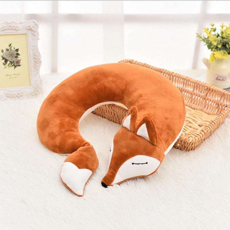 Cute Fox Animal Cotton Plush U Shape Neck Pillow Travel Car Home Pillow Nap Animal Pillow Health Care with Eye Mask Cute Fox U Shaped Neck Pillow for Car Airplane Traveling ,Animal Plush Stuffed Travel Pillow Travel Pillows Cartoon Planes Fox Animal