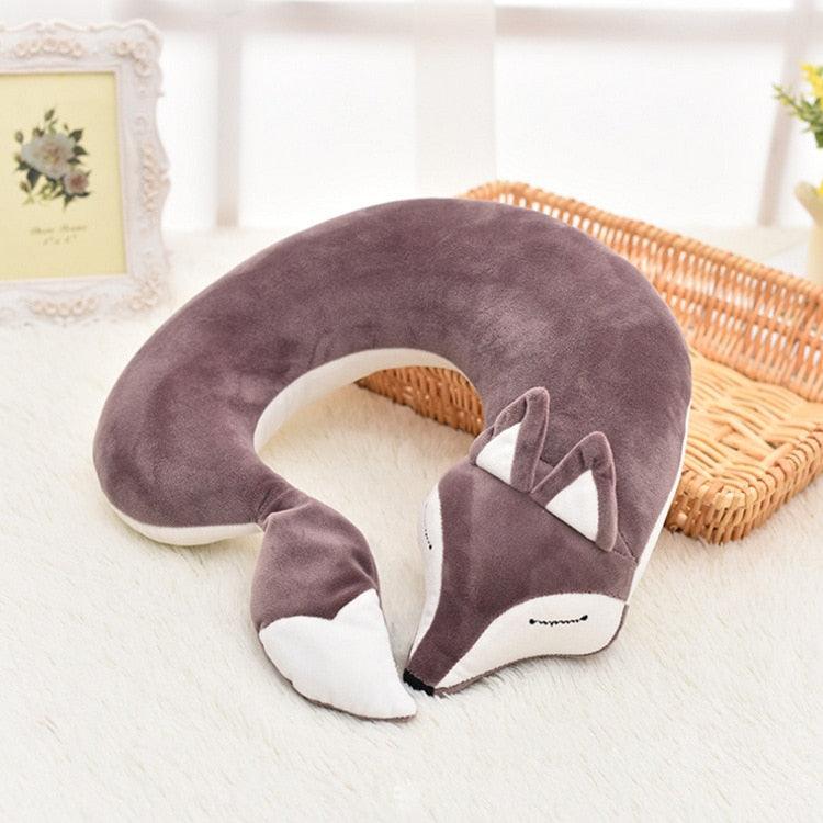 Cute Fox Animal Cotton Plush U Shape Neck Pillow Travel Car Home Pillow Nap Animal Pillow Health Care with Eye Mask Cute Fox U Shaped Neck Pillow for Car Airplane Traveling ,Animal Plush Stuffed Travel Pillow Travel Pillows Cartoon Planes Fox Animal