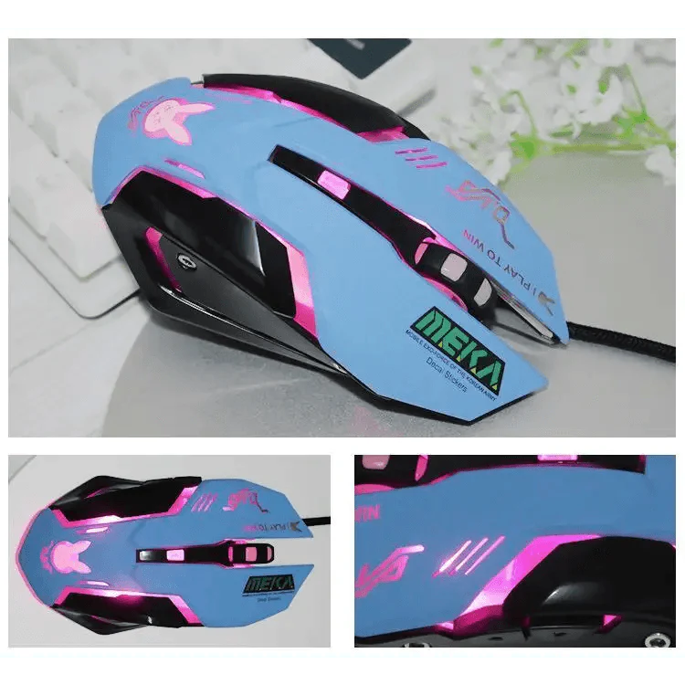Cute Gaming USB Wired Mouse Girls Pink Computer Professional 2400 DPI Mouse Colorful Silent Mouse For PC