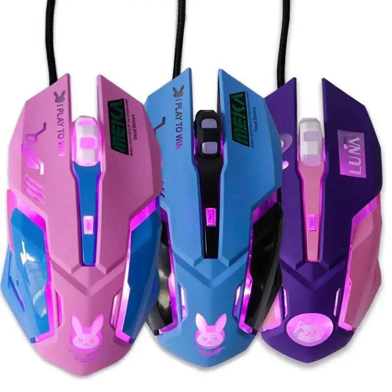Cute Gaming USB Wired Mouse Girls Pink Computer Professional 2400 DPI Mouse Colorful Silent Mouse For PC