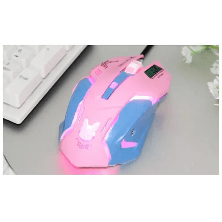 Cute Gaming USB Wired Mouse Girls Pink Computer Professional 2400 DPI Mouse Colorful Silent Mouse For PC