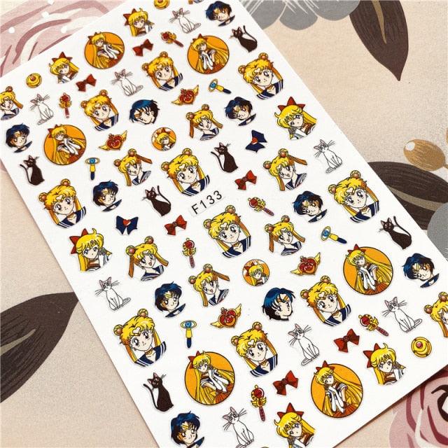 Cute rabbit Cute cat  Japanese Justice Girl 3D Back Glue Nail Sticker Nail Decoration Nail Art Nail Ornament Self Adhesive Nail Decals for Nail Art Decoration Including Hearts Stars Letters Bowknot Leaves Flowers Plants Fruits Butterflies for Woman