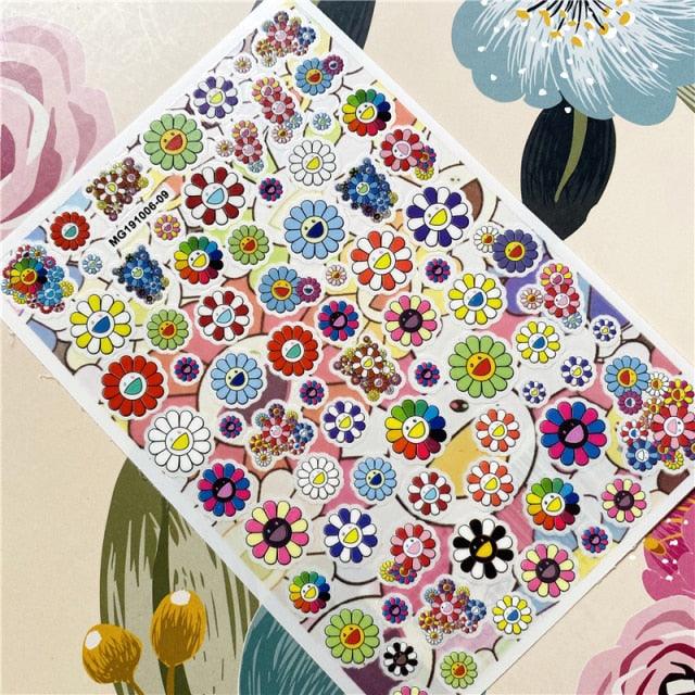 Cute rabbit Cute cat  Japanese Justice Girl 3D Back Glue Nail Sticker Nail Decoration Nail Art Nail Ornament Self Adhesive Nail Decals for Nail Art Decoration Including Hearts Stars Letters Bowknot Leaves Flowers Plants Fruits Butterflies for Woman