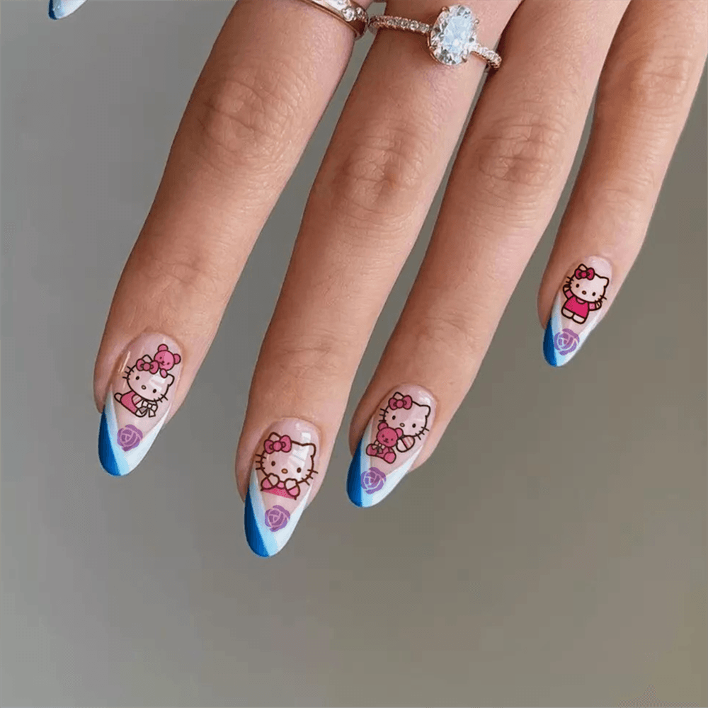 Cute rabbit Cute cat  Japanese Justice Girl 3D Back Glue Nail Sticker Nail Decoration Nail Art Nail Ornament Self Adhesive Nail Decals for Nail Art Decoration Including Hearts Stars Letters Bowknot Leaves Flowers Plants Fruits Butterflies for Woman