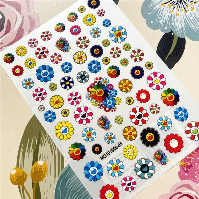Cute rabbit Cute cat  Japanese Justice Girl 3D Back Glue Nail Sticker Nail Decoration Nail Art Nail Ornament Self Adhesive Nail Decals for Nail Art Decoration Including Hearts Stars Letters Bowknot Leaves Flowers Plants Fruits Butterflies for Woman